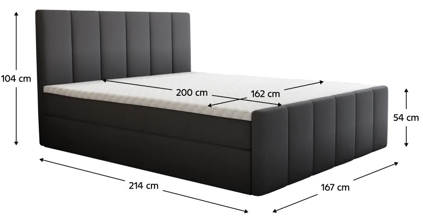 Kondela Boxspringová posteľ, 160x200, sivá, STAR