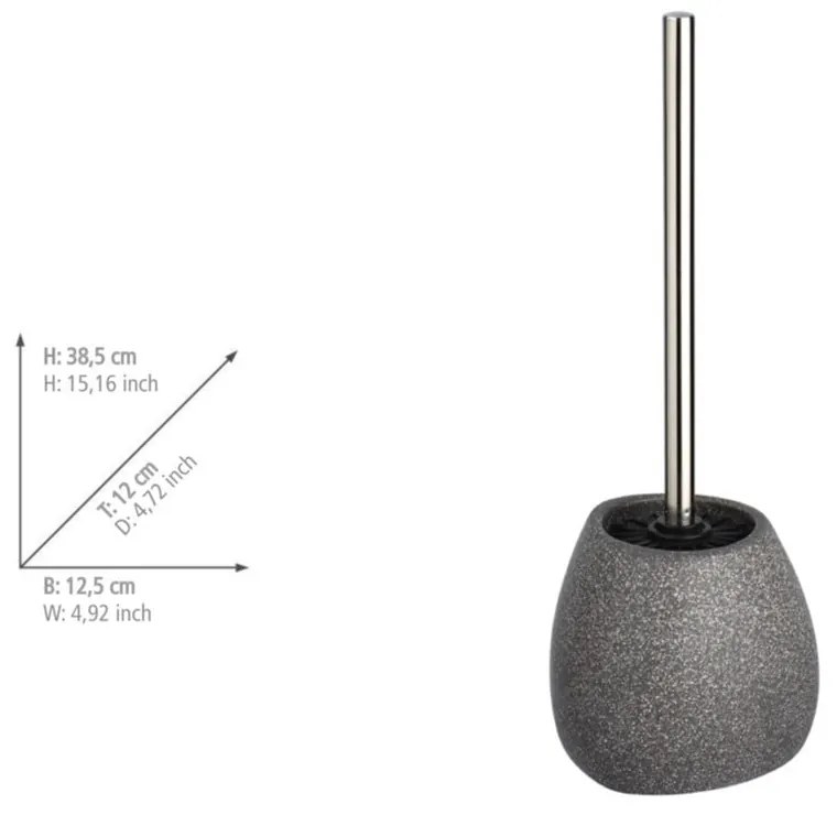 Šedý keramický toaletná kefa Wenko Pión, výška 38,5 cm