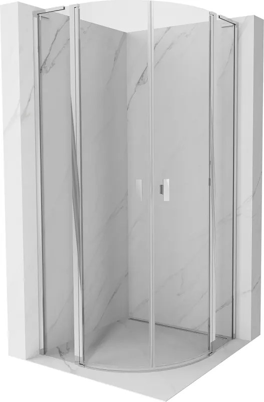 Mexen Mist L, štvrťkruhový sprchový kút s 2-krídlovými dverami, 90 x 90 cm, 8mm číre sklo, chrómový profil, 8A32L-090-090-01-00