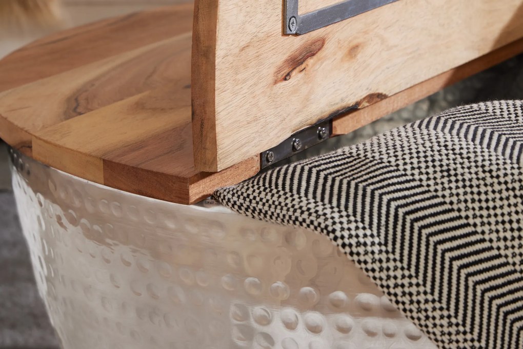 Konferenčný stolík Orient Storage 60cm akáciová strieborná