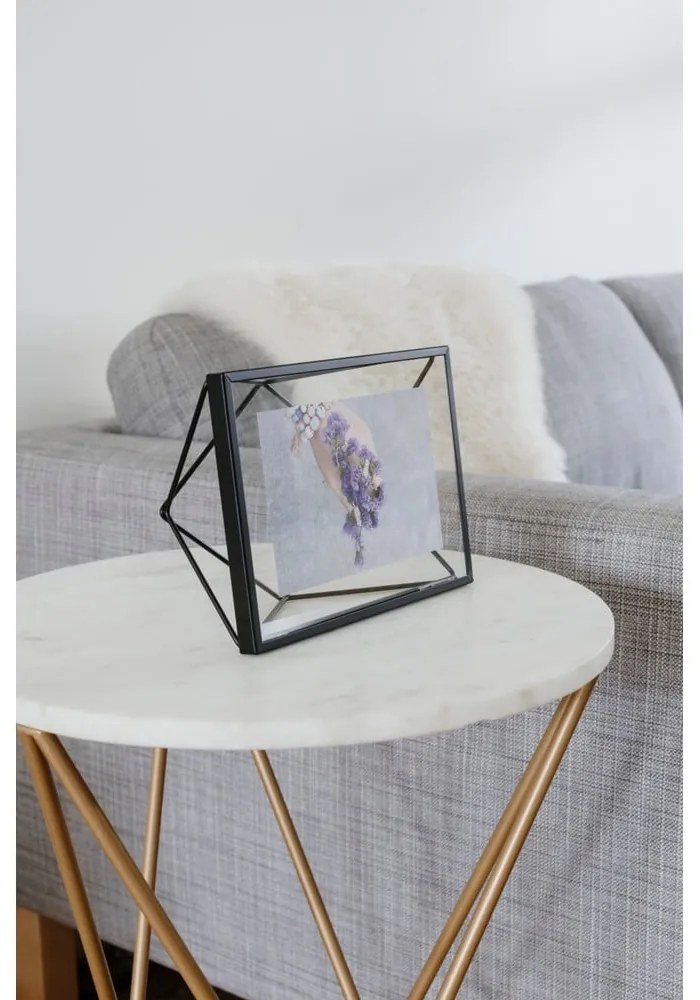 Čierny kovový stojací/na stenu rámček 20x15 cm Prisma – Umbra