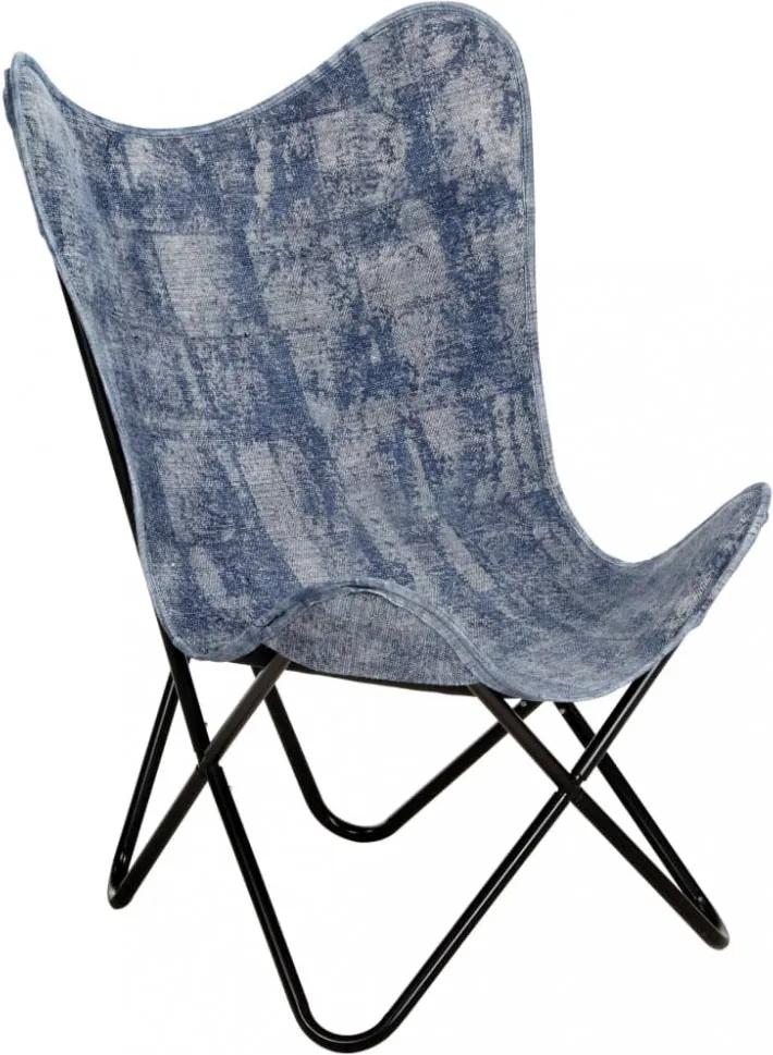Relaxačné kreslo BUTTERFLY textil / oceľ Dekorhome Modrá