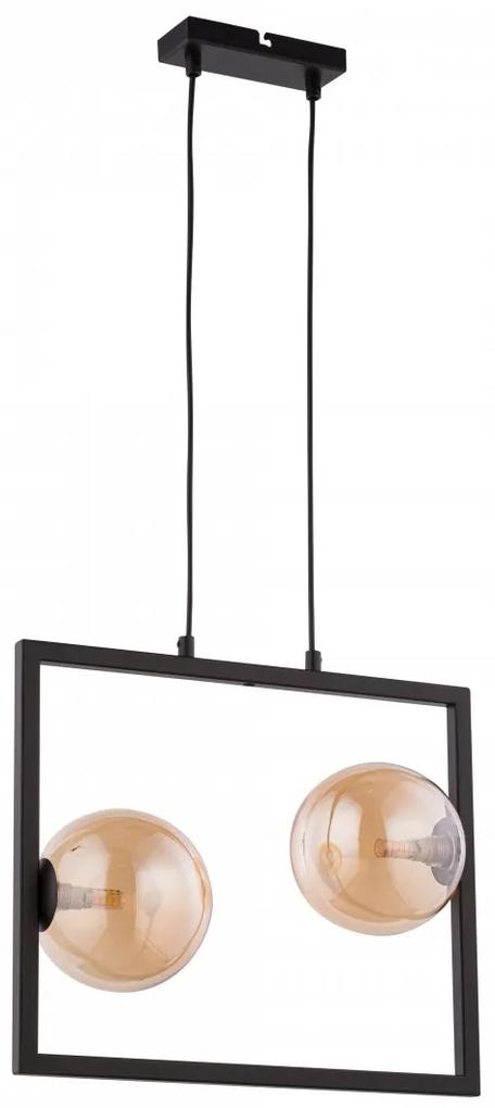 SIGMA Závesné moderné osvetlenie COSMIC, 2xG9, 12W, čierne, jantárové sklo