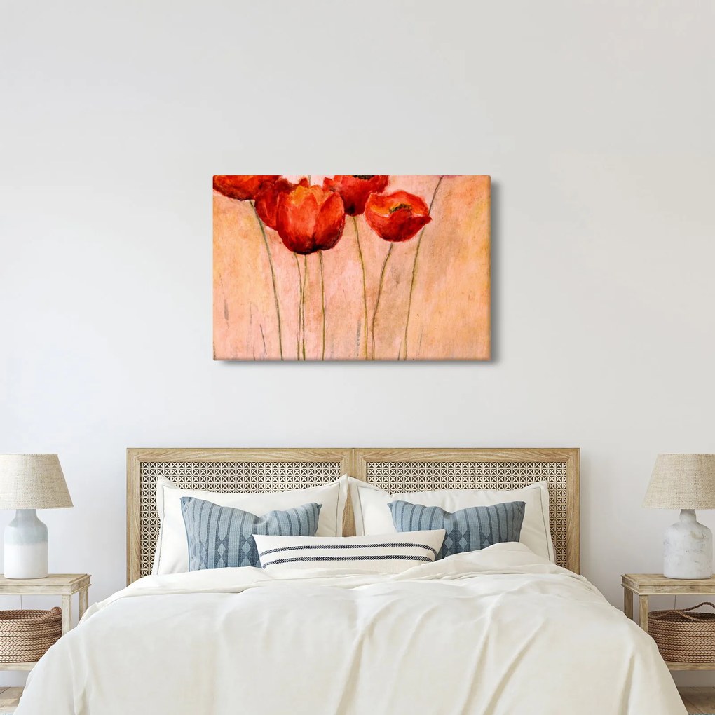 Obraz - Červené tulipány (90x60 cm)