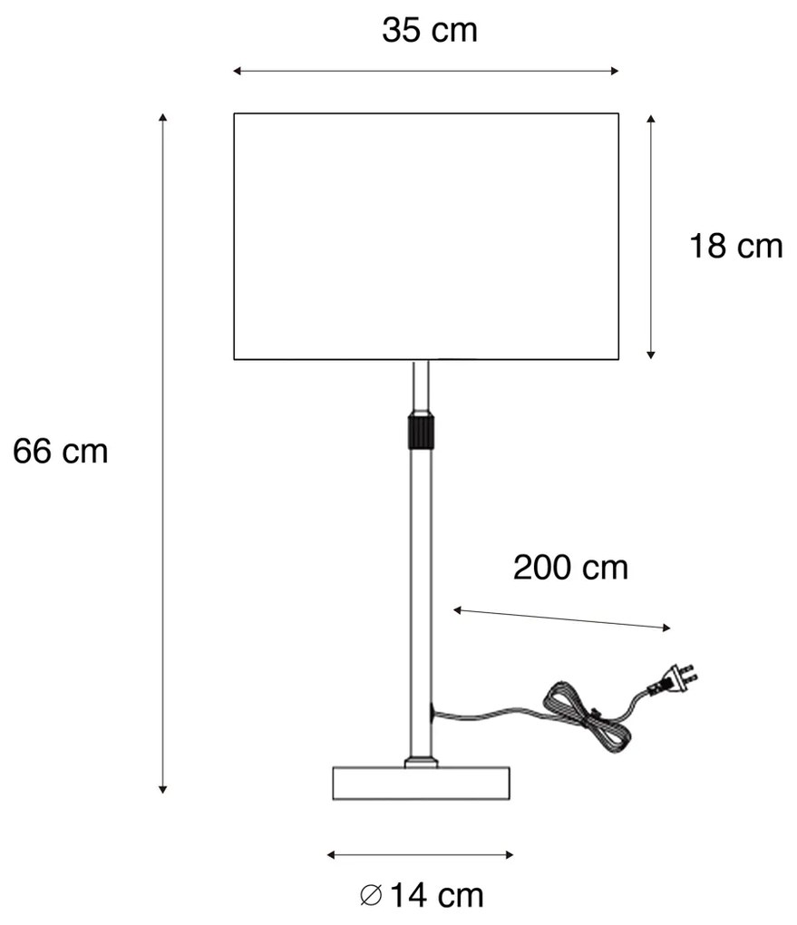 Stolová lampa čierna s oválnym ľanovým tienidlom bielym 35 cm - Parte