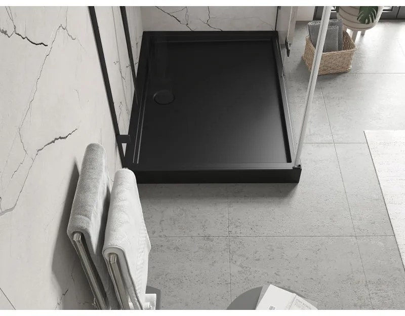 Mexen Flow+, obdĺžniková sprchová vanička 100 x 80 cm, čierna matná, 46R708010H