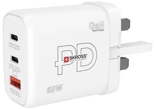 SKROSS USB A+C nabíjací adaptér Power Charger 65W GaN UK, Power Delivery, typ G
