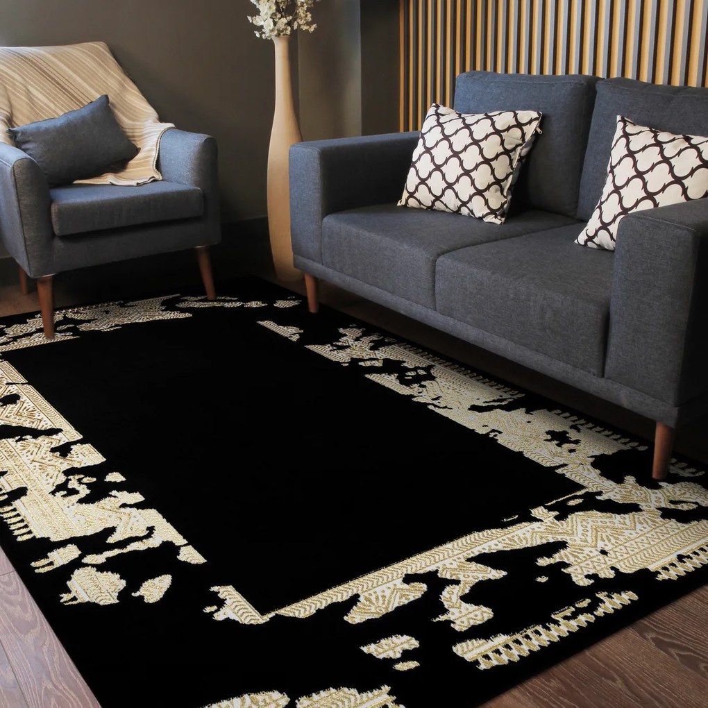 Kusový koberec Allure 1965 black/gold, 240x330, čierna, kancelária, Dywany Łuszczów