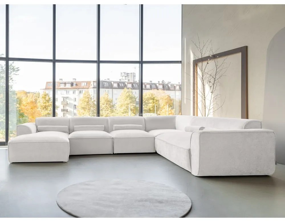 Krémovobiela rohová pohovka (pravý roh/do tvaru "U") Flex Felix – Miuform