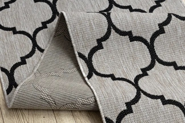 Behúň SIZAL FLOORLUX 20608, koniczyna marokánka, trellis strieborný / čierny
