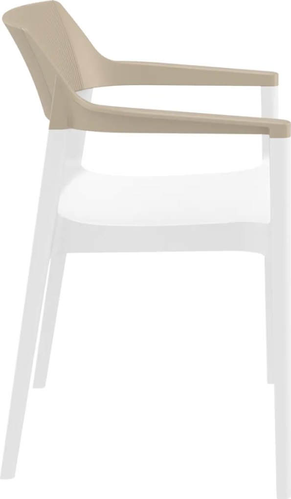 TULUM záhradná stolička s podrúčkami white/taupe