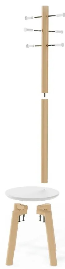 Biely prírodný vešiak z kaučukového dreva Pillar - Umbra