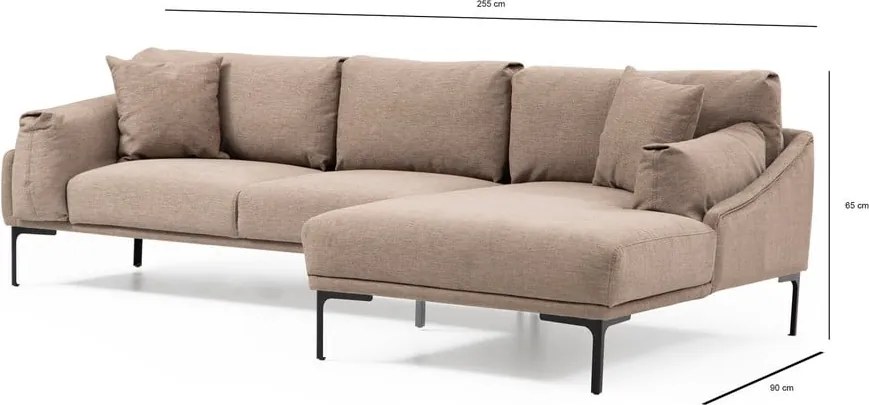 Béžová rohová pohovka Artie Leo, pravý roh