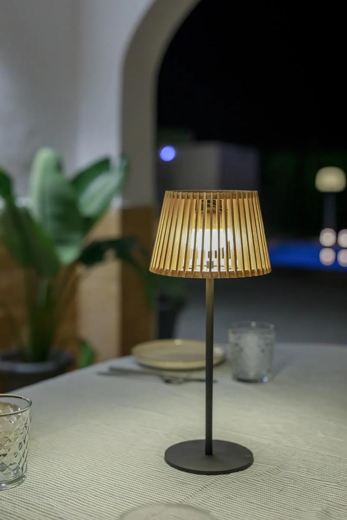 Bambusová stolová lampa Okinawa, solárna – prírodná