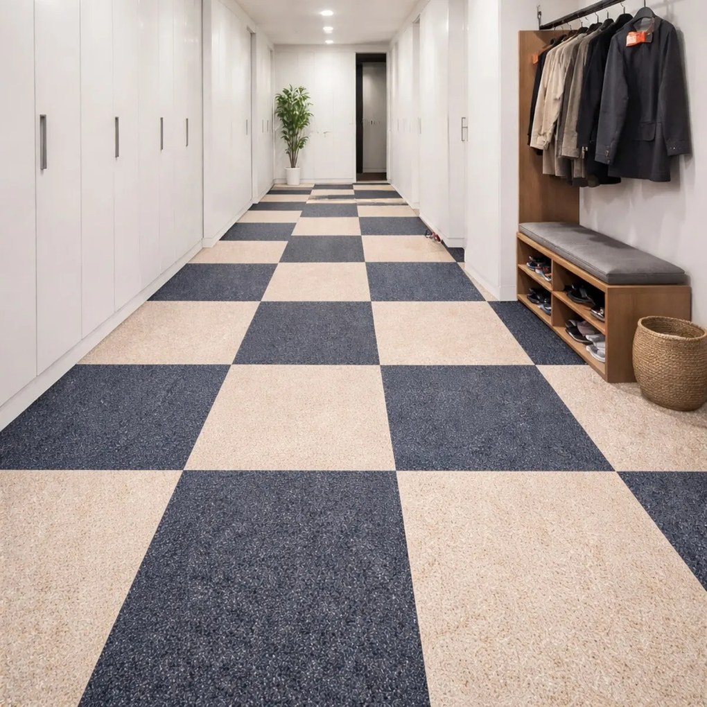 Balta, Kobercový štvorec Sonar Lines 4578 čiernomodrý 50 x 50 cm, chodba / predsieň