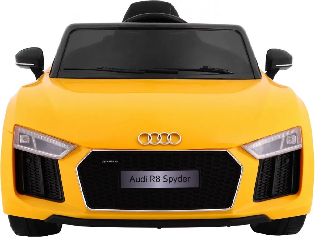 Ramiz Audi R8 Spyder batéria žltá + diaľkové ovládanie + EVA + pomalý štart + rádio MP3 + LED