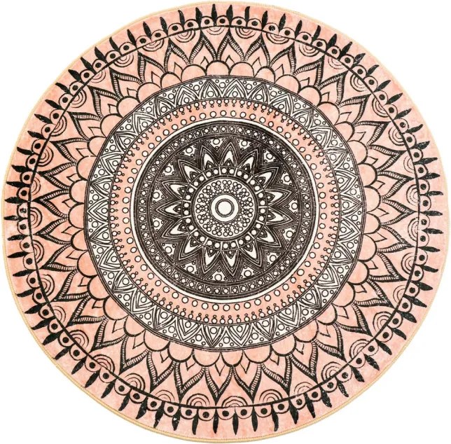 Protišmykový koberec NOVO béžový / sivý kruh