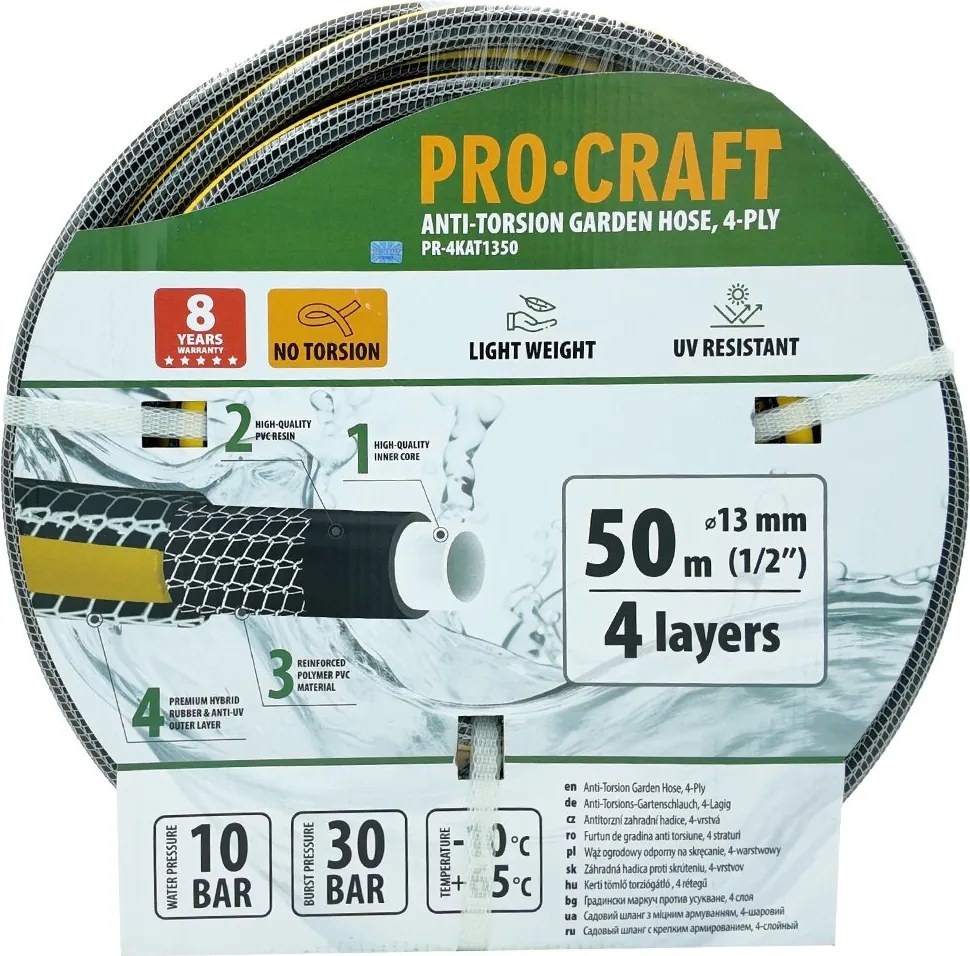 Záhradná hadica Procraft PR-4KAT1350 4-vrstvová, 1/2" 50 m hadica