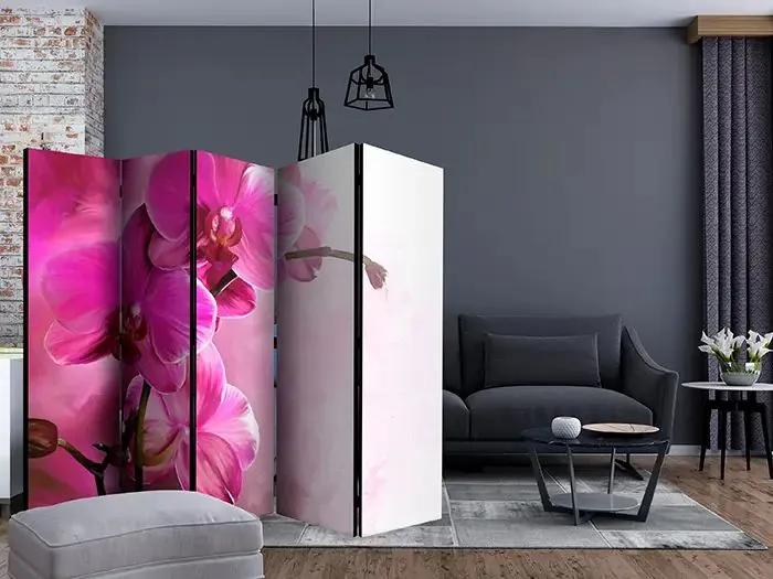 Paraván - Pink Orchid II [Room Dividers] Veľkosť: 225x172, Verzia: Jednostranný