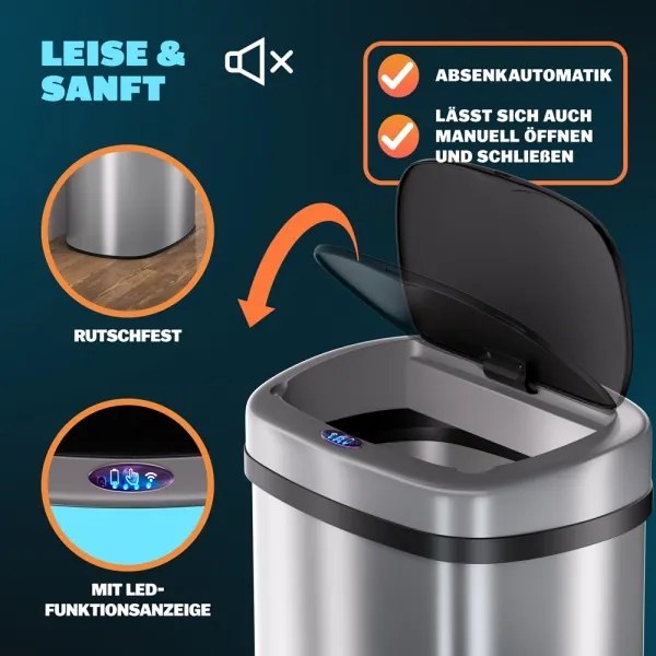 Bezdotykový Jumbo koš 50l strieborná