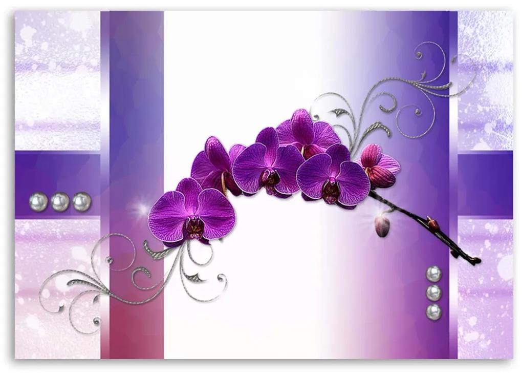 Obraz na plátně Orchidej Květina Orchidej Fialová - 120x80 cm