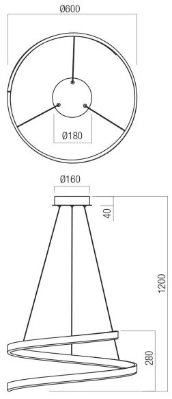 Redo 01-4014 - LED stmievateľný luster na lanku SCROLL LED/38W/230V zlatý