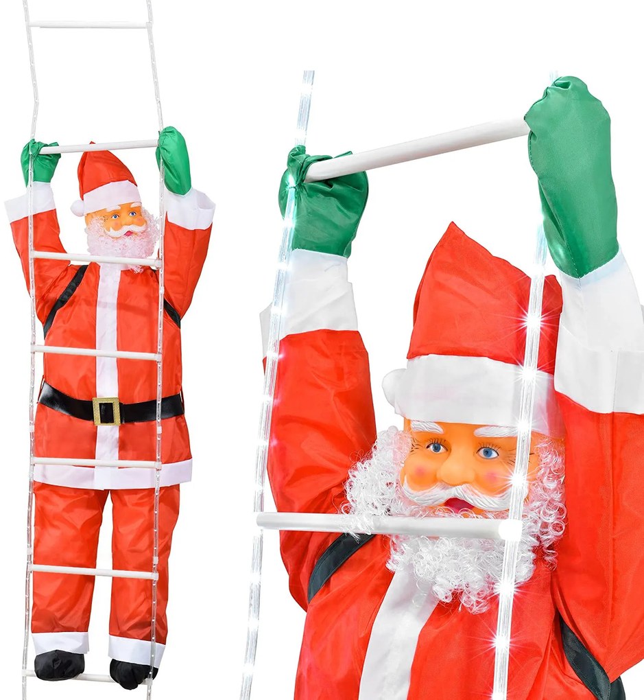 Tutumi Tutumi, LED vianočný Santa Claus na rebríku 240cm XXL 391123A, červená-biela, CHR-03620