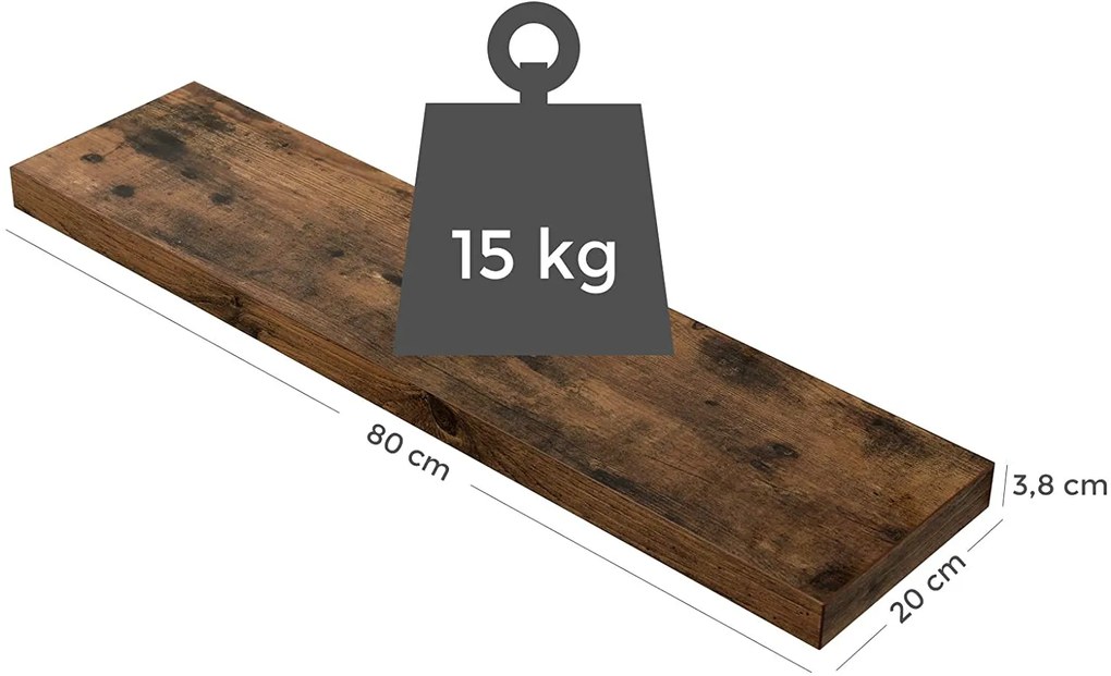 Nástenná polica VASAGLE Weda 80cm hnedá