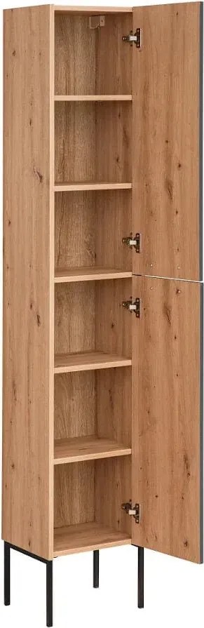 Závěsná vysoká koupelnová skříňka Sintra 800 35 cm dub Artisan/grafit