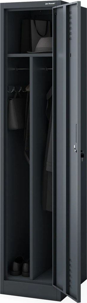 Dvojkomorová pracovná skrinka na oblečenie antracitová, 400x1800x500 mm: KACPER 1 Plus