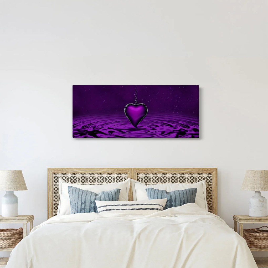 Obraz fialového srdca (120x50 cm)