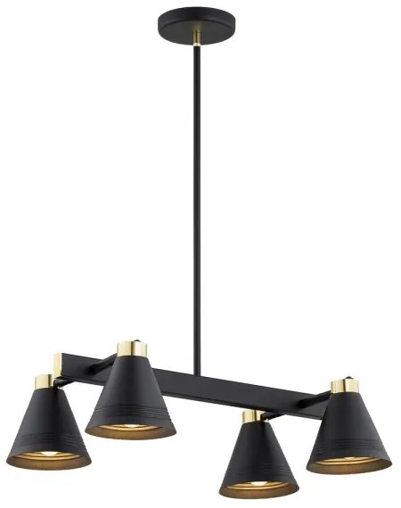 Argon 1774 - Luster na tyči AVALONE 4xE27/15W/230V čierna/zlatá
