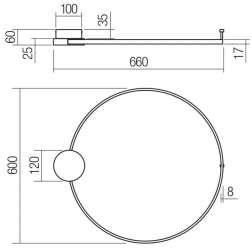 Redo 01-3103 - LED Nástenné svietidlo ATOM LED/20W/230V pr. 60 cm