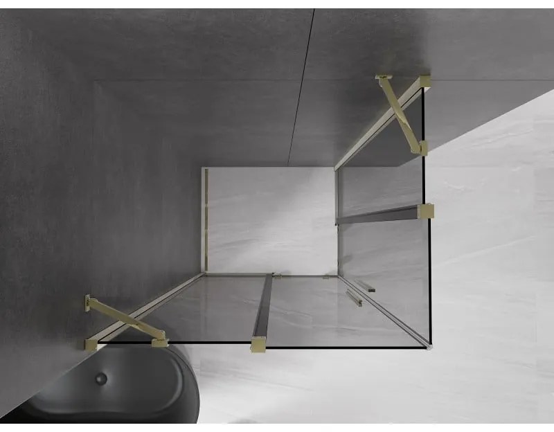 Mexen Velar Duo, sprchový kút s posuvnými dverami 100 x 90 cm, 8mm šedé sklo, zlatá lesklá, 871-100-090-42-50