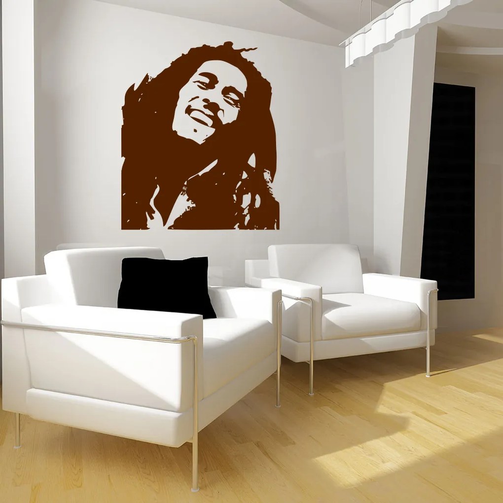 Veselá Stena Samolepka Portrét Bob Marley Farba: zelená, Veľkosť: 40 x 34 cm
