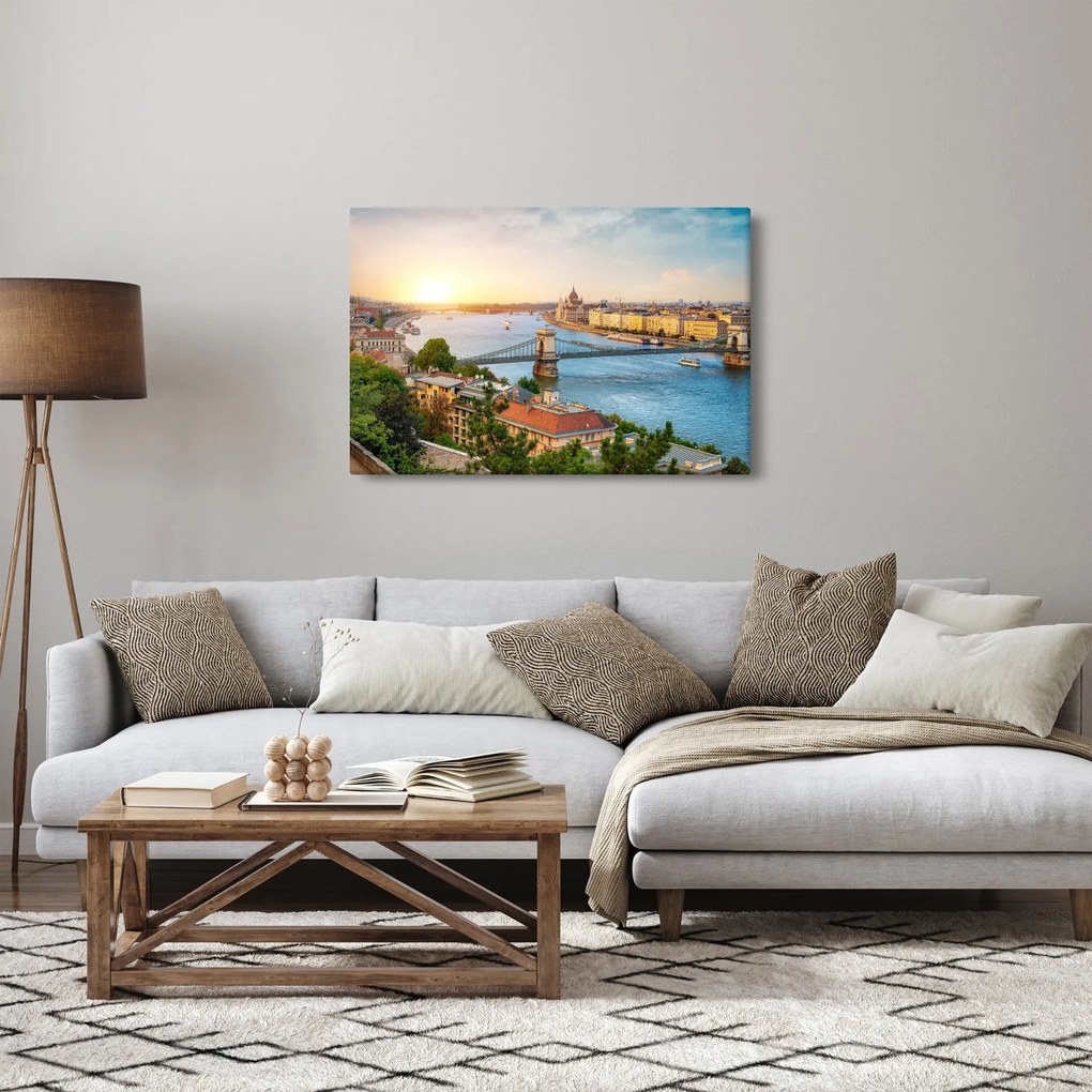 Obraz mesta Budapešť s riekou (90x60 cm)