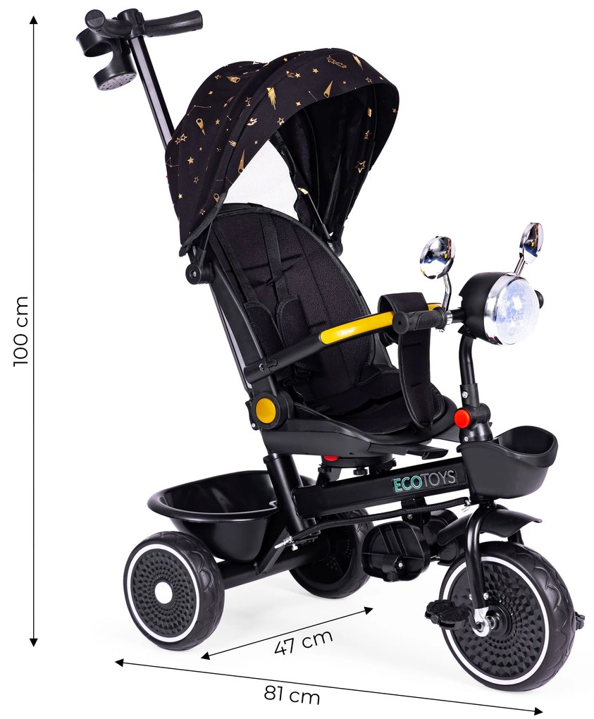 Detská trojkolka s otočným sedadlom čierna ECOTOYS