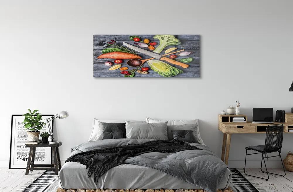 Obraz plexi Nôž vlákna priadze špenát paradajky 120x60 cm
