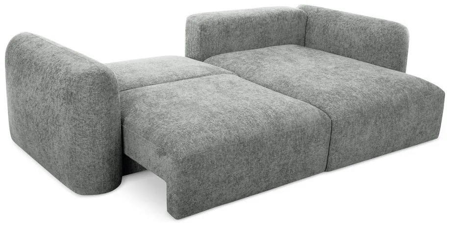 Sivá ženilková rozkladacia/s úložným priestorom rohová pohovka (pravý roh/s leňoškou) Mele – Makamii