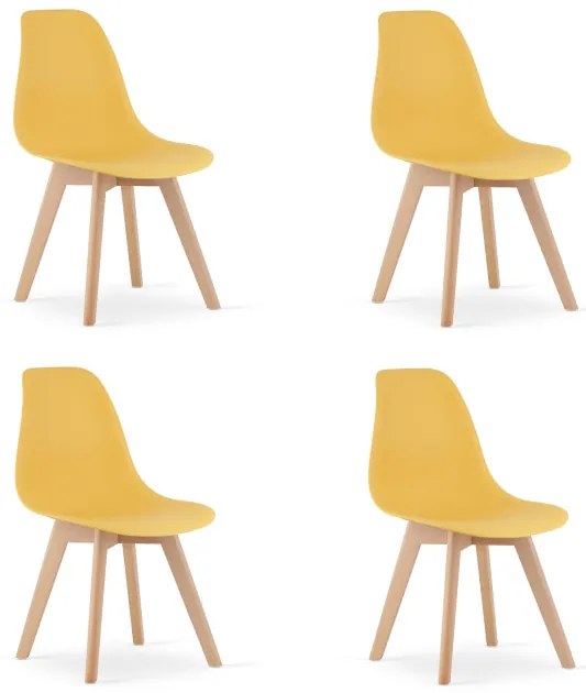 Set styroch jedálenských stoličiek KITO horčicové / naturálne nohy (4 ks)