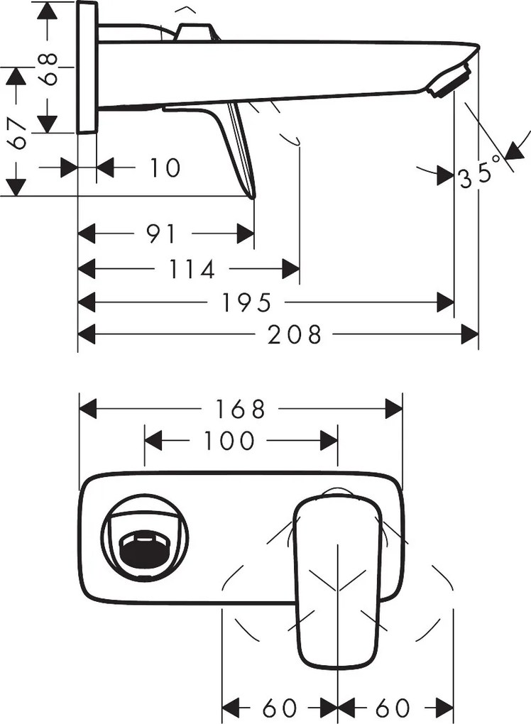 Hansgrohe Logis, umývadlová batéria pod omietku, výtok 195 mm, čierna matná, HAN-71220670