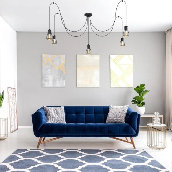 Luster na lanku TUBE 5xE27/15W/230V pavúk čierna