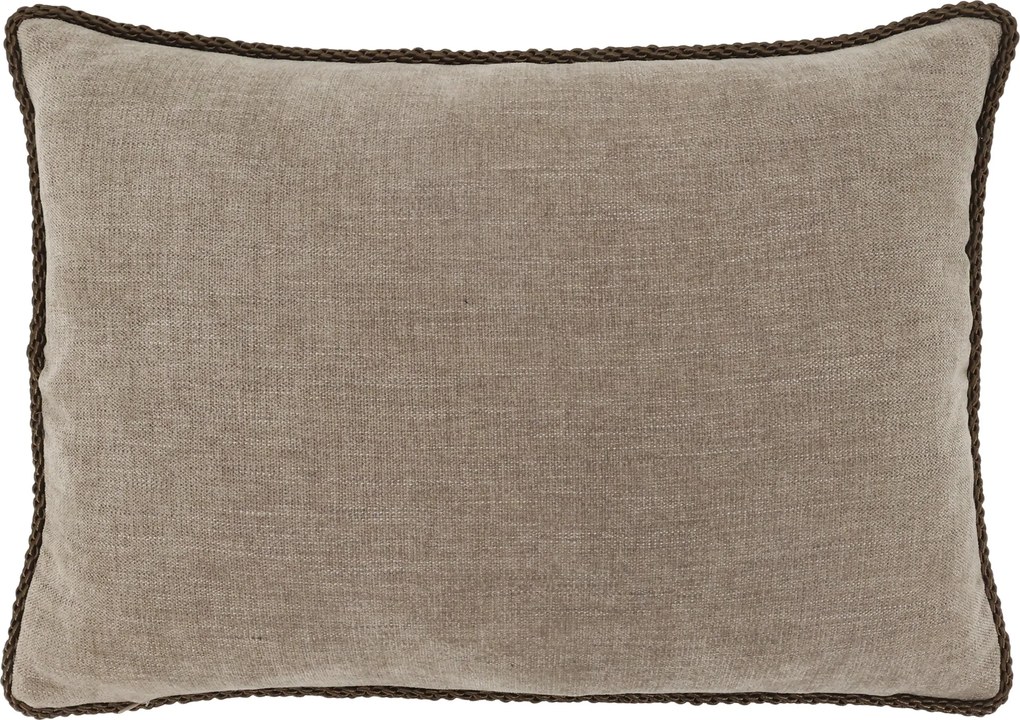 Sivá obliečka na vankúš Aix žinilková s hnedým lemovaním – 50*35 cm