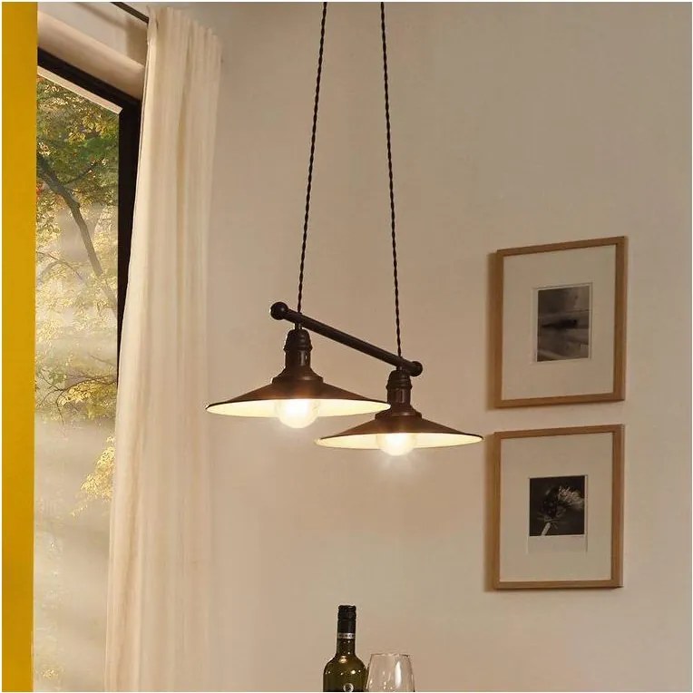 Eglo 49457 - Závesné svietidlo na lanku STOCKBURY 2xE27/60W/230V