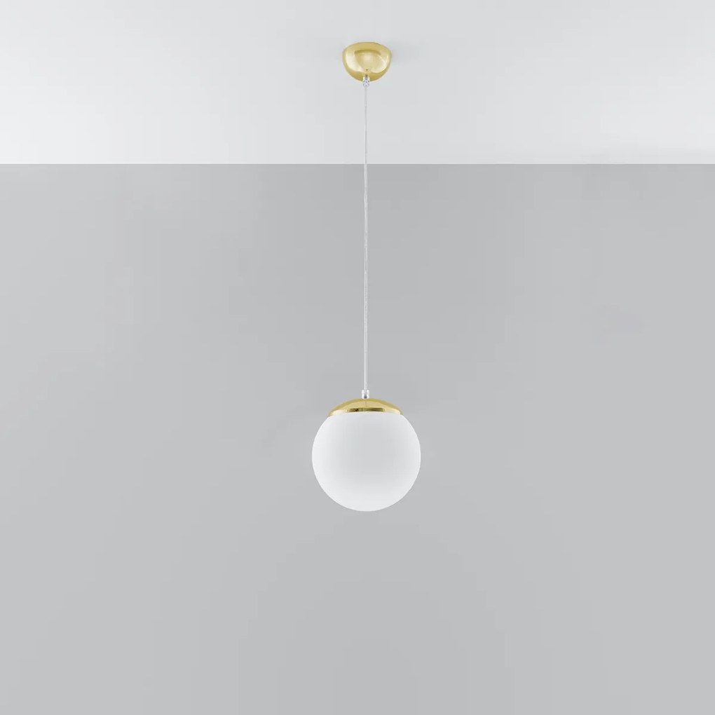 Závesné svietidlo Ugo, 1x biele sklenené tienidlo, (fi 20 cm), g