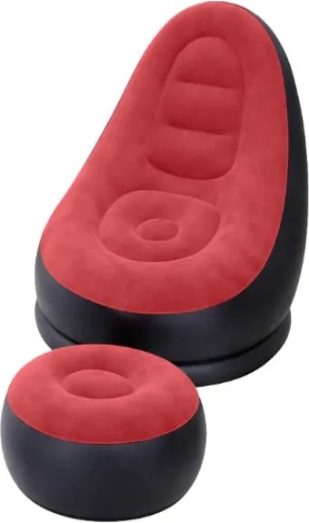 Nafukovacie relaxačné kreslo s podnožkou červené