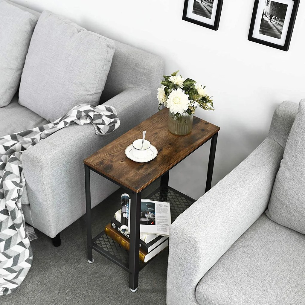 Dekorstudio Konzola LET31BX s kovovou policiou 60x30x60 cm - rustikálna hnedá