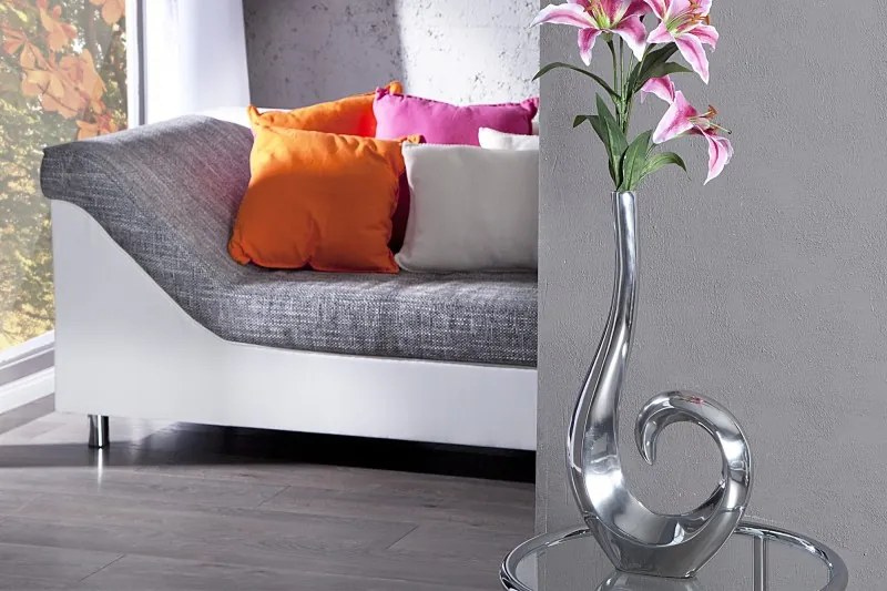 Bighome - Dekoratívna váza WAVE 50cm - strieborná