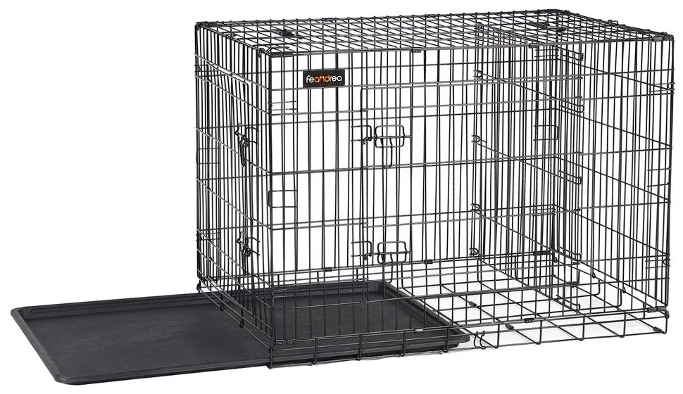 FEANDREA Klietka pre psa FEANDREA, prepravka pre psa s 2 dvierkami, 122 x 74,5 x 80,5 cm, čierna PPD48BK