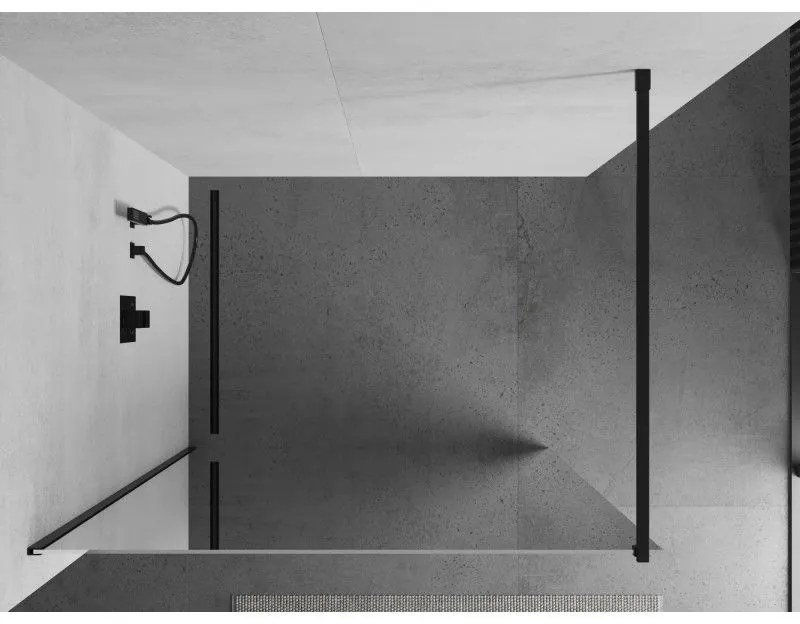 Mexen Kioto sprchová zástena 80x200 cm 8 mm, čierny profil, sklo efekt zrkadla, 800-080-101-70-50